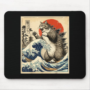 Tapis De Souris Catzilla Art Japonais Amateur de Chat Graphique Ho
