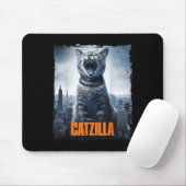 Tapis De Souris Catzilla Roaring sur la ville Skyline Cat Monster  (Avec souris)