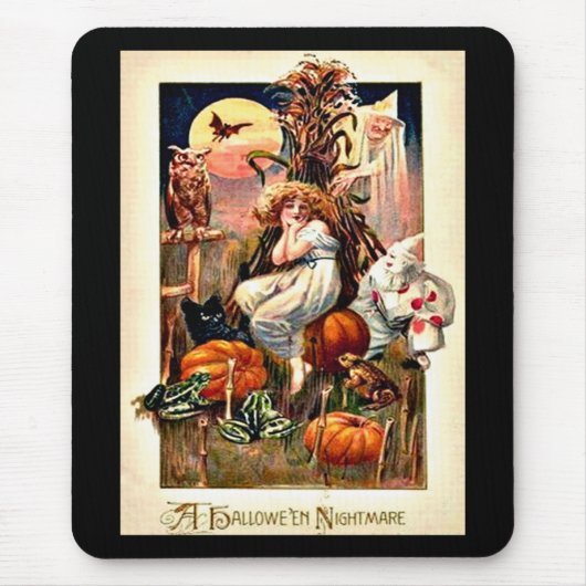 Tapis De Souris cauchemar d'Halloween vintage (Devant)