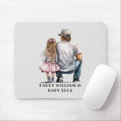Tapis De Souris Caution père et fille noire (11) (Avec souris)