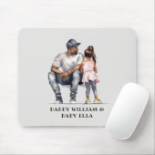 Tapis De Souris Caution père et fille noire (3) (Avec souris)