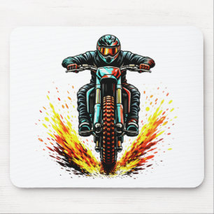 Tapis De Souris Cavalier de moto cross Dirt Bike avec une traînée 