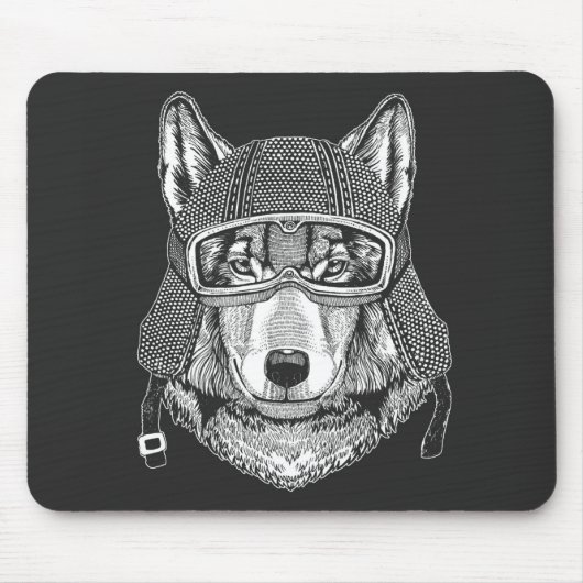Tapis De Souris Cavalier de moto de chien de loup (Devant)