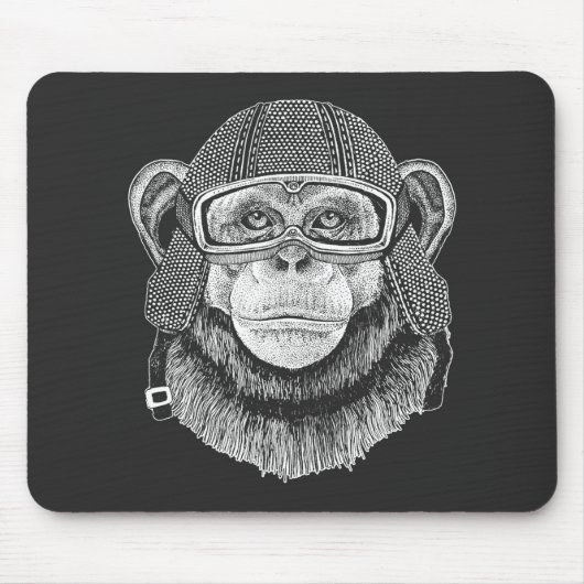 Tapis De Souris Cavalier de moto de chimpanzé (Devant)