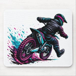 Tapis De Souris Cavalier de motocross de style BD éclaboussé de bo