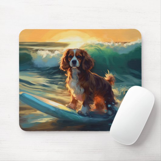 Tapis De Souris Cavalier King Beach Surf Peinture (Avec souris)