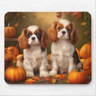 Tapis De Souris Cavalier King Charles Spaniel Chiot Citrouille d'a