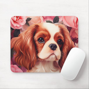 Tapis De Souris Cavalier King Charles Spaniel en Rose