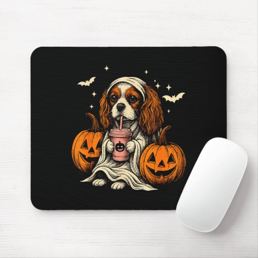 Tapis De Souris Cavalier King Charles Spaniel Ghost Halloween Cava (Avec souris)