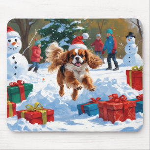Tapis De Souris Cavalier King Charles Spaniel Neige avec Noël