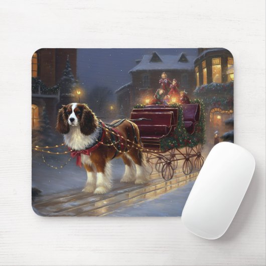 Tapis De Souris Cavalier King Charles Spaniel Noël Festive (Avec souris)