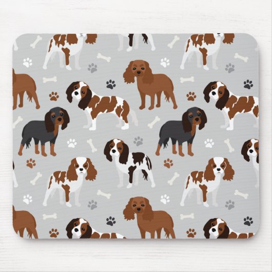 Tapis De Souris Cavalier King Charles Spaniel Paws and Bones (Devant)
