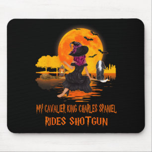 Tapis De Souris Cavalier monte en fusil de chasse Chien et sorcièr