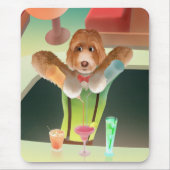 Tapis De Souris Cavapoo Dog Bartender Préparer des cocktails (Devant)