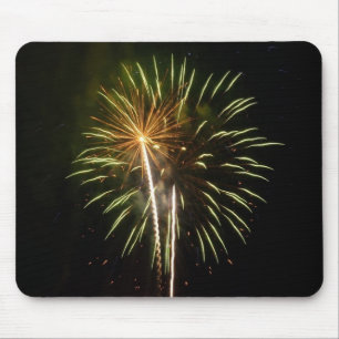 Tapis De Souris Célébration de vacances de feux d'artifice verts e