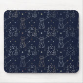 Tapis De Souris Celestial Cat Constellation Navy Blue Mouse Pad (Devant)