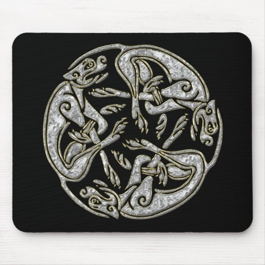 Tapis De Souris Celtic dogs traditionnel ornament gold and silver (Devant)