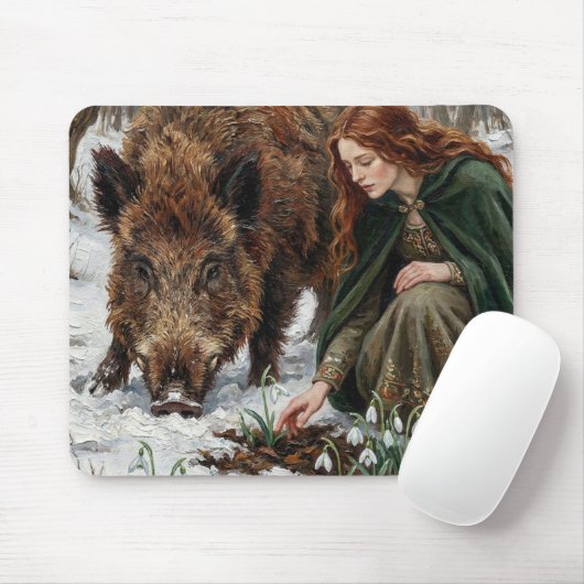 Tapis De Souris Celtic Goddess & Wild Boar (Avec souris)