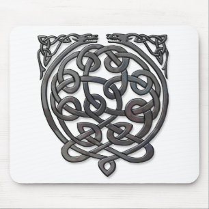 Tapis De Souris Celtic Knot Dragons – Black Chrome