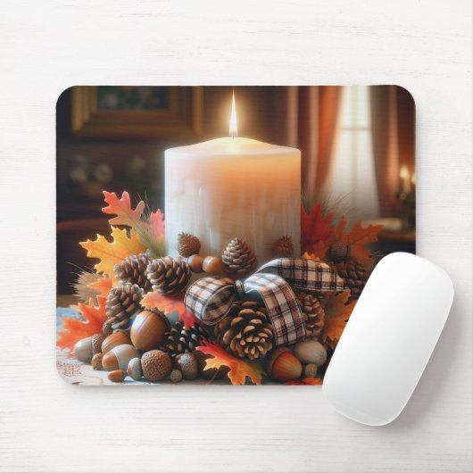 Tapis De Souris Centerpiece de bougie d'automne (Avec souris)