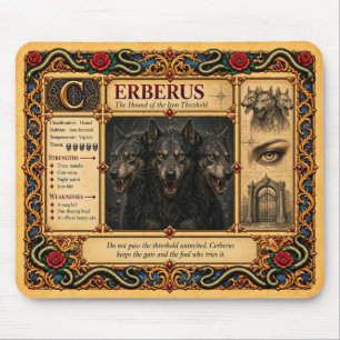 Tapis De Souris Cerberus, Art du Bestiaire Médiéval