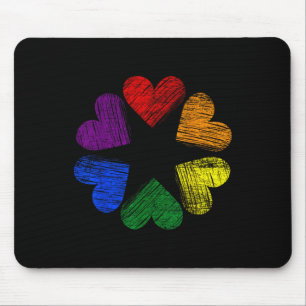 Tapis De Souris Cercle arc-en-ciel de l'amour des cœurs Fierté gay