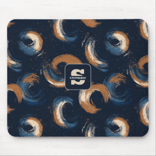 Tapis De Souris Cercle bleu et Brown sur Arrière - plan foncé