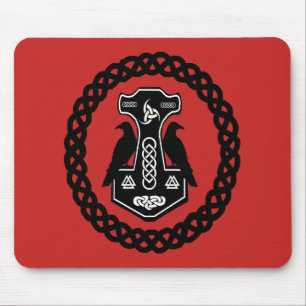 Tapis De Souris Cercle de noeud celtique Thor's Hammer