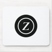 Tapis De Souris Cercle noir et blanc initial personnalisé (Devant)