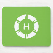 Tapis De Souris Cercle SciFi Futuriste Avec Monogramme Vert Person (Devant)