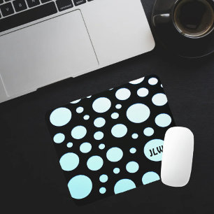 Tapis De Souris Cercles bleus modernes rétro Ombre sur noir