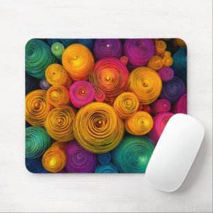 Tapis De Souris Cercles concentriques multicolores texture abstrai