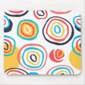 Tapis De Souris Cercles de Doodle funky sur blanc (Devant)
