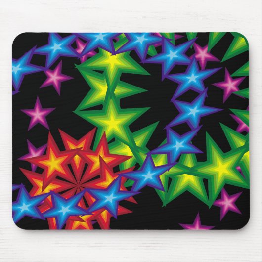 Tapis De Souris Cercles d'étoiles vifs (Devant)