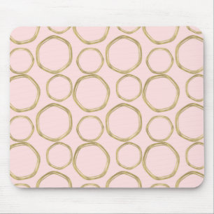 Tapis De Souris Cercles d'or et rose rougissant moderne tendance