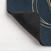 Tapis De Souris Cercles d'or Monogramme bleu foncé (Coin)