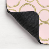 Tapis De Souris Cercles dorés et rose timide Moderne Tendance (Coin)