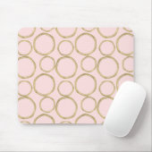 Tapis De Souris Cercles dorés et rose timide Moderne Tendance (Avec souris)