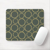 Tapis De Souris Cercles dorés et vert olive rustique moderne tenda (Avec souris)
