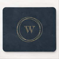 Cercles dorés monogramme bleu foncé