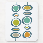 Tapis De Souris Cercles funky Vert Turquoise Orange milieu du sièc (Devant)