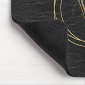 Tapis De Souris Cercles géométriques dorés Monogramme noir (Coin)
