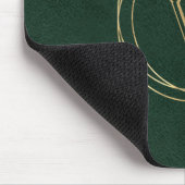 Tapis De Souris Cercles géométriques dorés Monogramme vert (Coin)