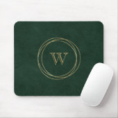Tapis De Souris Cercles géométriques dorés Monogramme vert (Avec souris)