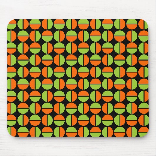 Tapis De Souris Cercles pivotants - Vert et orange sur noir (Devant)