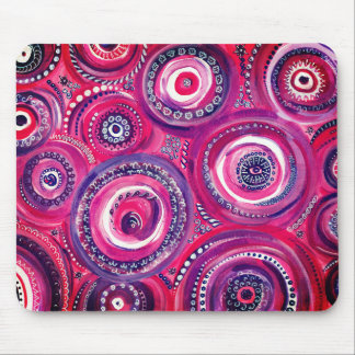 Tapis De Souris Cercles roses et violets et tourbillons Art origin
