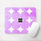 Tapis De Souris Cercles violets modernes | Monogramme (Avec souris)