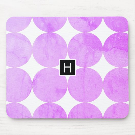 Tapis De Souris Cercles violets modernes | Monogramme (Devant)