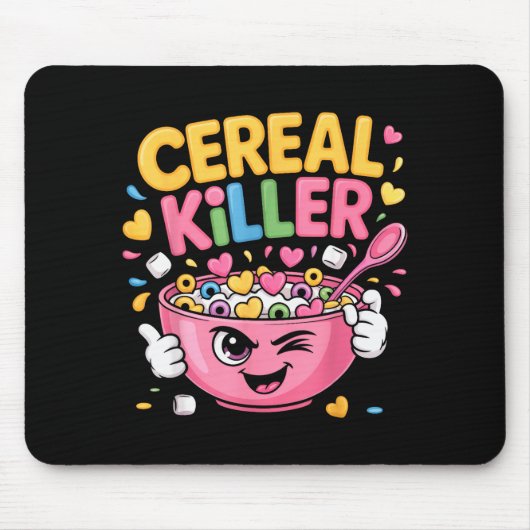 Tapis De Souris Cereal Killer Cartoon Bowl Funny Breakfast (Devant)