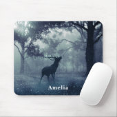 Tapis De Souris Cerf avec Antlers dans une forêt ombragée (Avec souris)